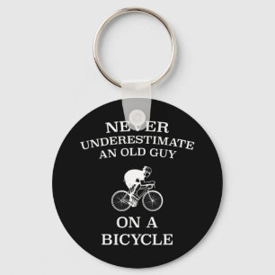 Never Underestimate An Old Guy On A Bicycle Funny  Keychain