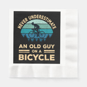Never Underestimate An Old Guy On A Bicycle Funny Napkins