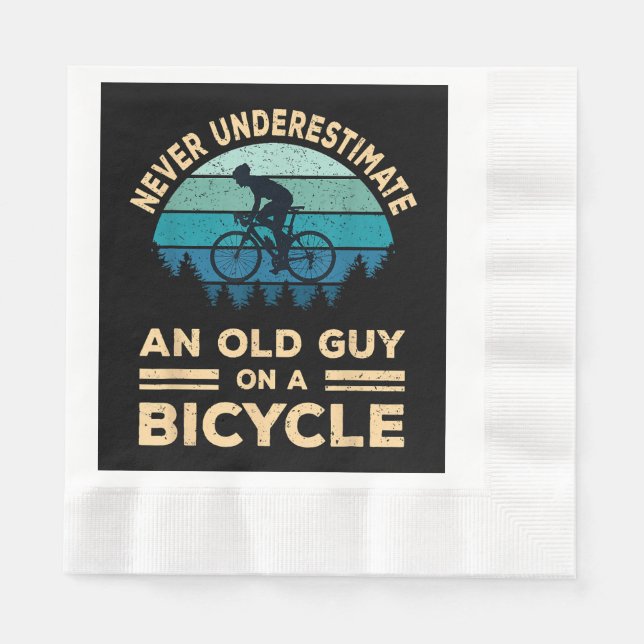 Never Underestimate An Old Guy On A Bicycle Funny  Napkins (Front)