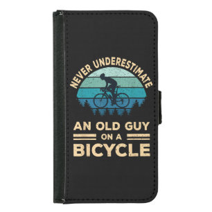 Never Underestimate An Old Guy On A Bicycle Funny  Samsung Galaxy S5 Wallet Case