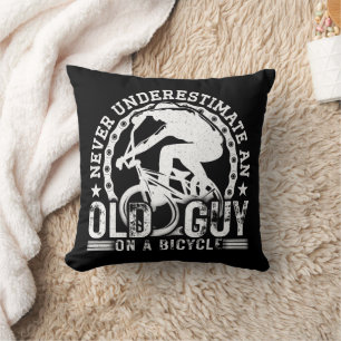 Never Underestimate An Old Guy On A Bicycle Funny Throw Pillow