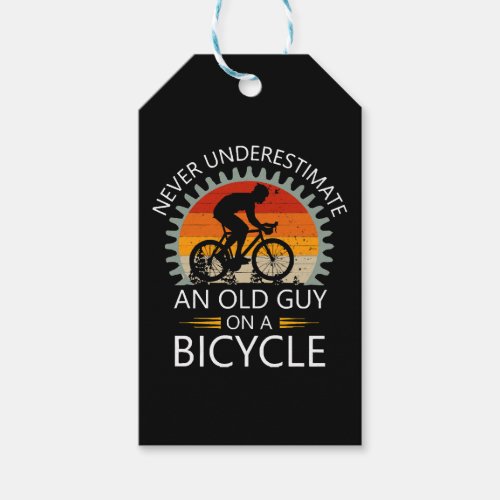  Never Underestimate An Old Guy On A Bicycle Gift Tags