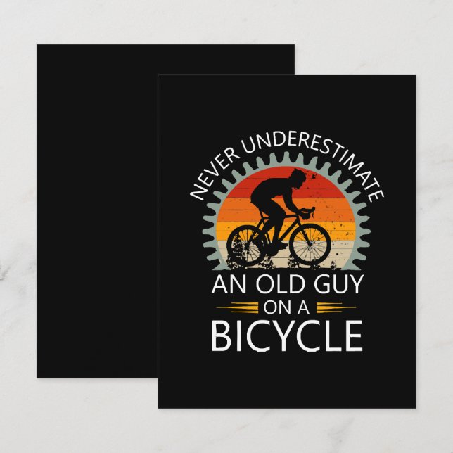  Never Underestimate An Old Guy On A Bicycle Note Card (Front/Back)