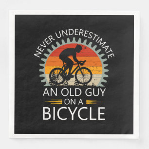 Never Underestimate An Old Guy On A Bicycle Paper Dinner Napkins