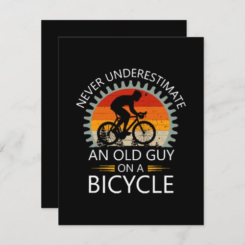  Never Underestimate An Old Guy On A Bicycle RSVP Card