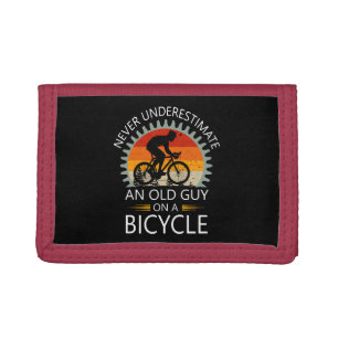  Never Underestimate An Old Guy On A Bicycle Tri-fold Wallet