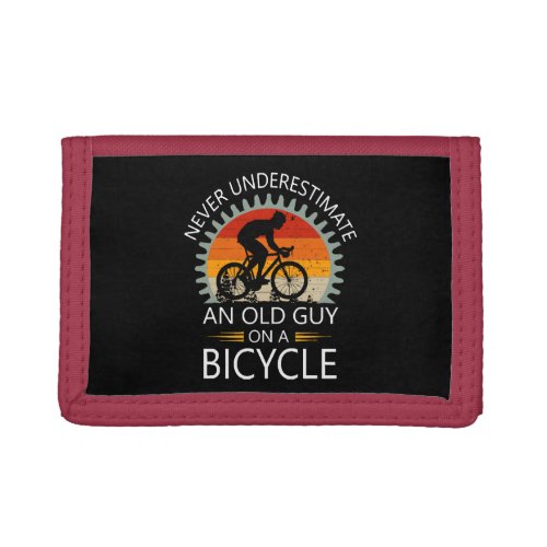  Never Underestimate An Old Guy On A Bicycle Trifold Wallet