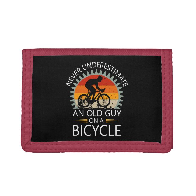  Never Underestimate An Old Guy On A Bicycle Trifold Wallet (Front)