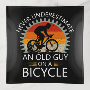 Never Underestimate An Old Guy On A Bicycle Trinket Tray