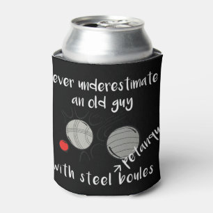 Never Underestimate An Old Hippie With A Cat Funny Can Cooler