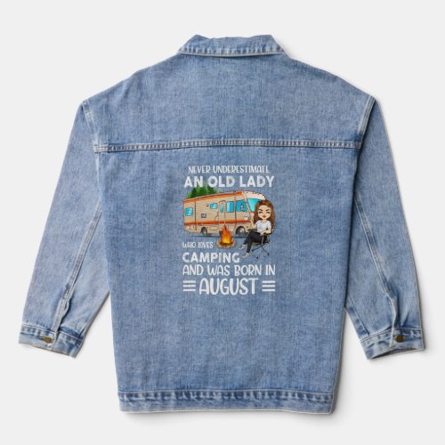 Never Underestimate An Old Lady Who Love Camping B Denim Jacket