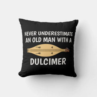 Never Underestimate An Old Man Appalachian Dulcime Throw Pillow