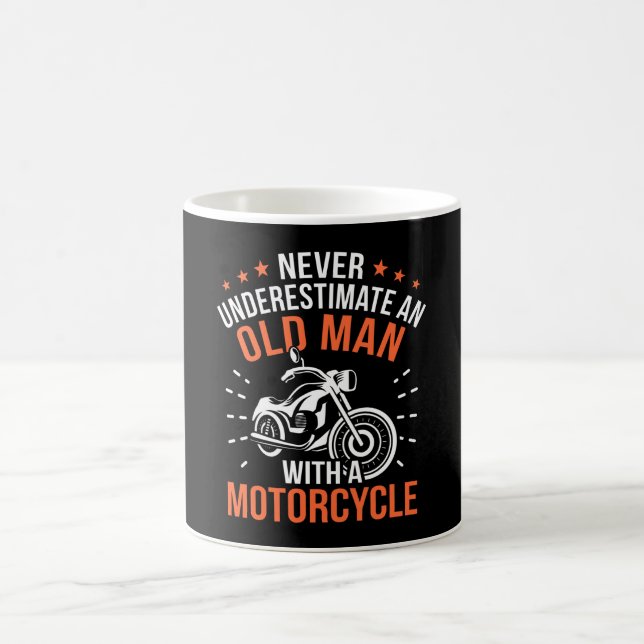 Never Underestimate An Old Man Funny Motorcycle Coffee Mug (Center)