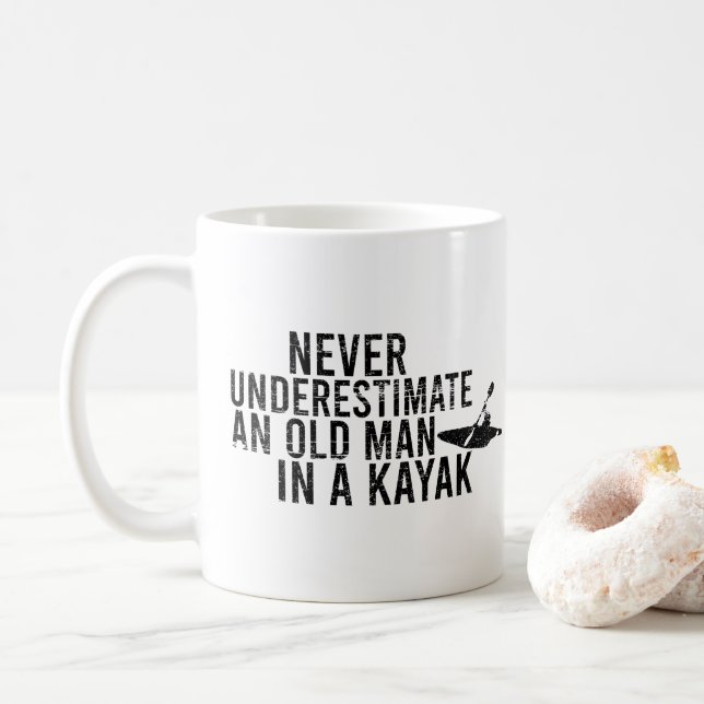 Never Underestimate An Old Man In A Kayak Coffee Mug (With Donut)