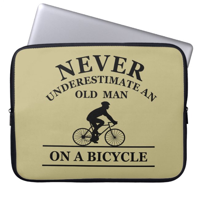 never underestimate an old man on a bicycle  laptop sleeve (Front)