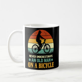 Never Underestimate An Old Man On A Bicycle Vintag Coffee Mug