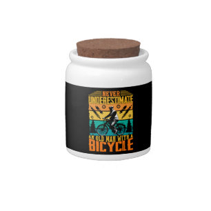 Never Underestimate An Old Man On A Bike Candy Jar