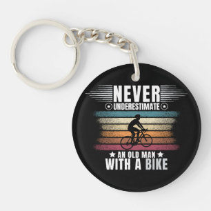 Never Underestimate An Old Man On A Bike Keychain