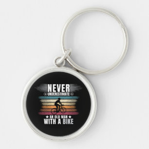 Never Underestimate An Old Man On A Bike Keychain