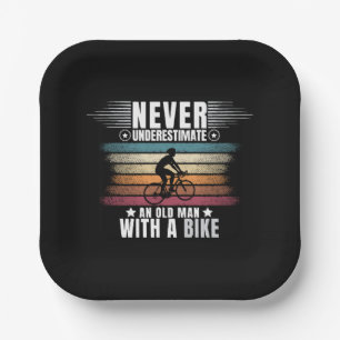 Never Underestimate An Old Man On A Bike Paper Plates