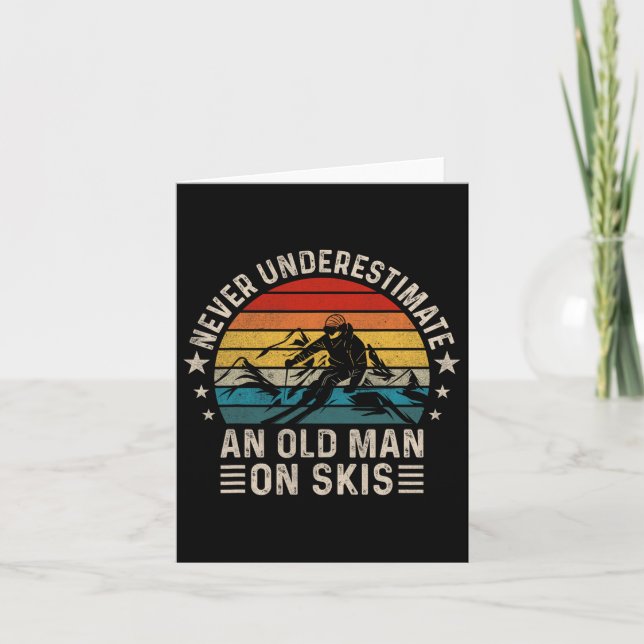 Never Underestimate An Old Man On Skis Funny Skiin Card (Front)