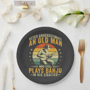 Never Underestimate An Old Man Plays Banjo Paper Plates