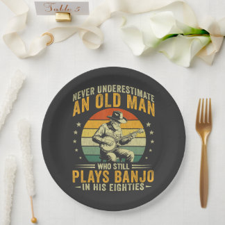 Never Underestimate An Old Man Plays Banjo Paper Plates