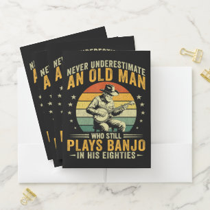 Never Underestimate An Old Man Plays Banjo Pocket Folder