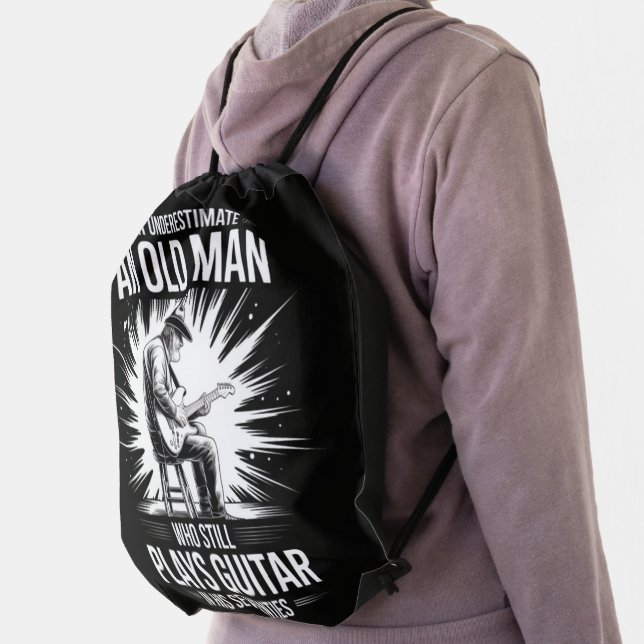 Never Underestimate an Old Man Plays Guitar Drawstring Bag (Insitu)