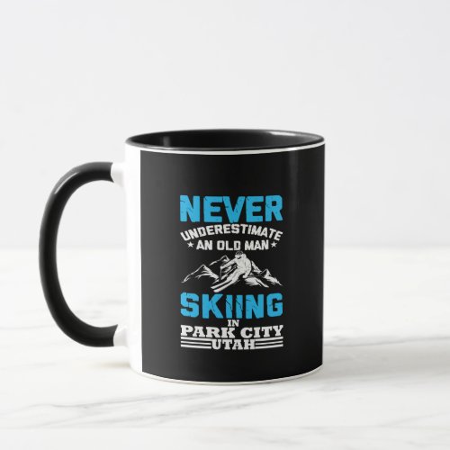 Never underestimate an old man skiing in Utah Mug