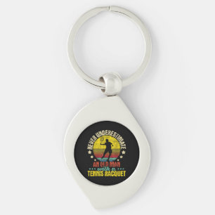 Never Underestimate An Old Man - Tennis Racket Spo Keychain