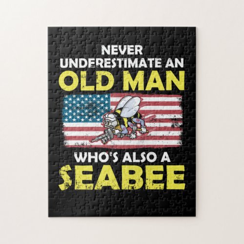 Never Underestimate An Old Man Whos Also A Seabee Jigsaw Puzzle
