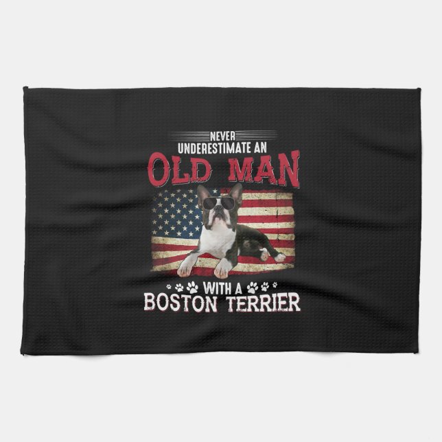 Never Underestimate An Old Man With A Boston Kitchen Towel (Horizontal)