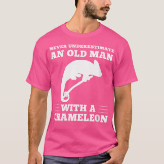Never Underestimate An Old Man With A Chameleon Pe T-Shirt