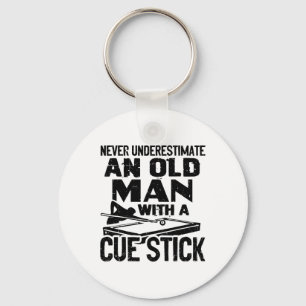 Never Underestimate An Old Man With A Cue Stick Bi Keychain