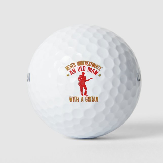 Never Underestimate An Old Man With A Guitar print Golf Balls (Front)