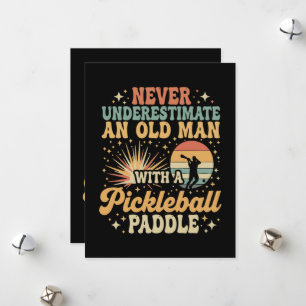 Never-Underestimate An Old Man With A Pickleball Holiday Card