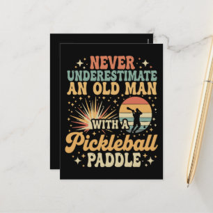 Never-Underestimate An Old Man With A Pickleball Holiday Postcard