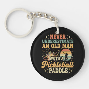 Never-Underestimate An Old Man With A Pickleball  Keychain