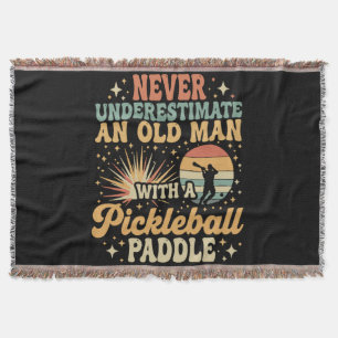 Never-Underestimate An Old Man With A Pickleball Throw Blanket