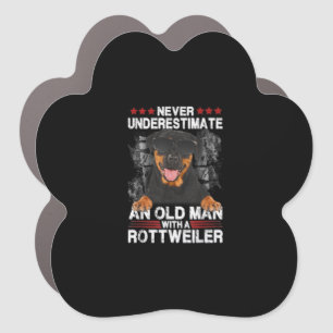 Never Underestimate an old man with a Rottweiler Car Magnet