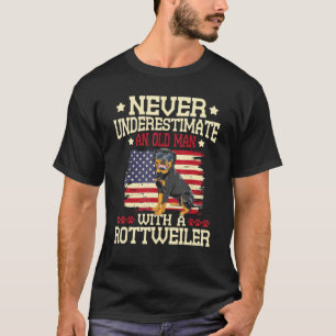 Never Underestimate An Old Man With A Rottweiler - T-Shirt