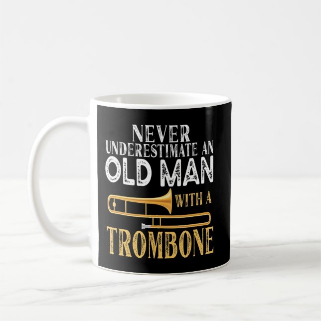 Never Underestimate An Old Man With A Trombone Gif Coffee Mug (Left)
