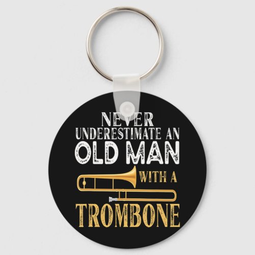 Never Underestimate An Old Man With A Trombone Gif Keychain