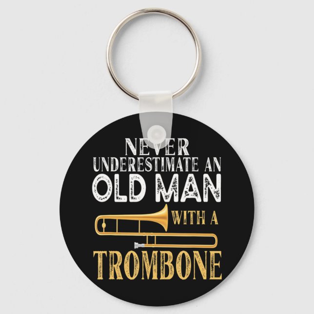 Never Underestimate An Old Man With A Trumpet Prem Keychain (Front)