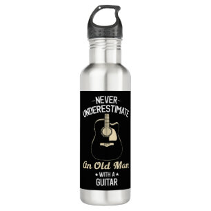 Never Underestimate an Old Man with Acoustic Guita Stainless Steel Water Bottle