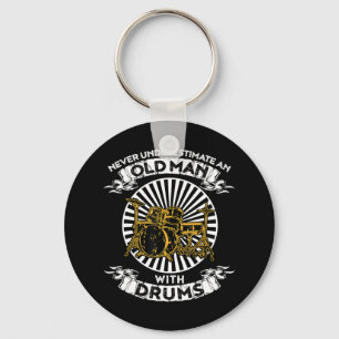 Never Underestimate An Old Man With Drums TshirtAr Keychain