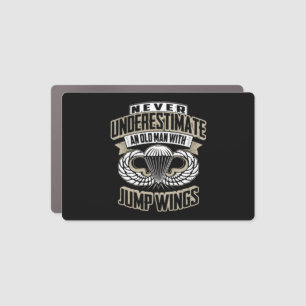 Never Underestimate An Old Man With Jump WingsMili Car Magnet