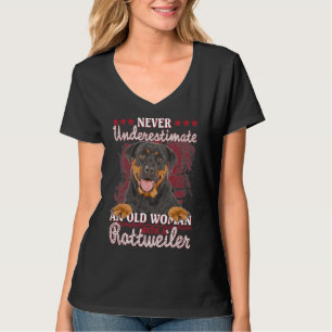 Never Underestimate An Old Woman With A Rottweiler T-Shirt