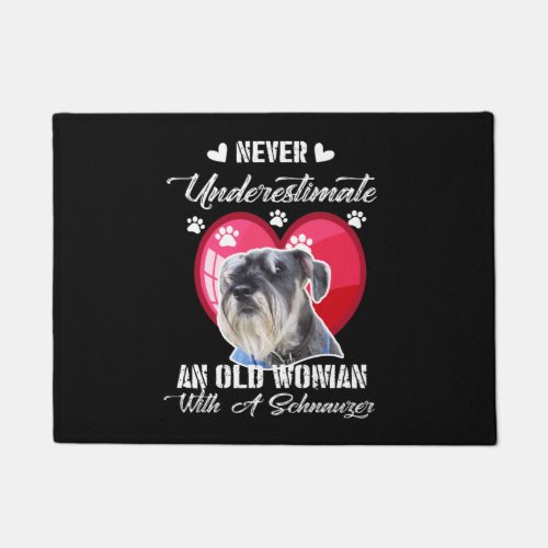 Never Underestimate an old woman with a schnauzer Doormat